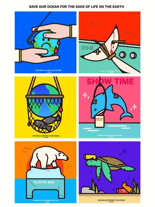 海洋环保相关的插画保护环境人人有责
